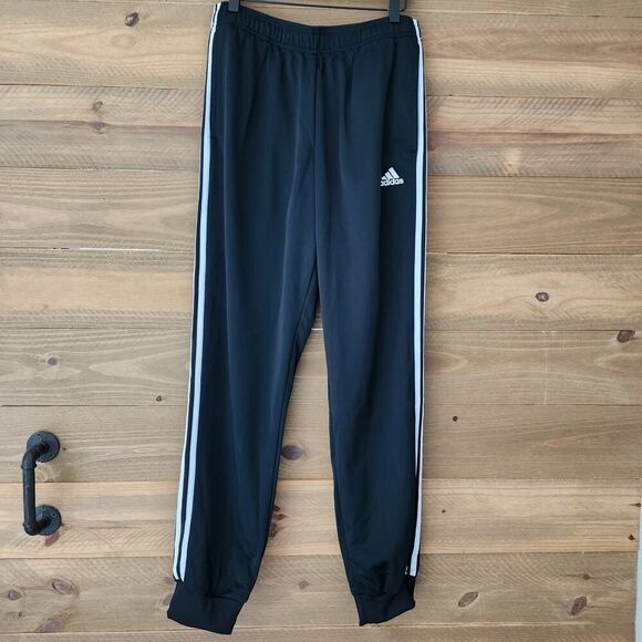 NEW Adidas Tricot Pants Joggers Black White Three Strip mens size M‎ - Picture 1 of 5